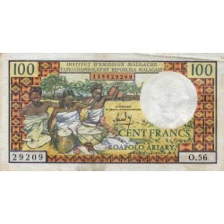 1966 -  Madagascar Pic 57a  100 Francs =20 Ariary banknote