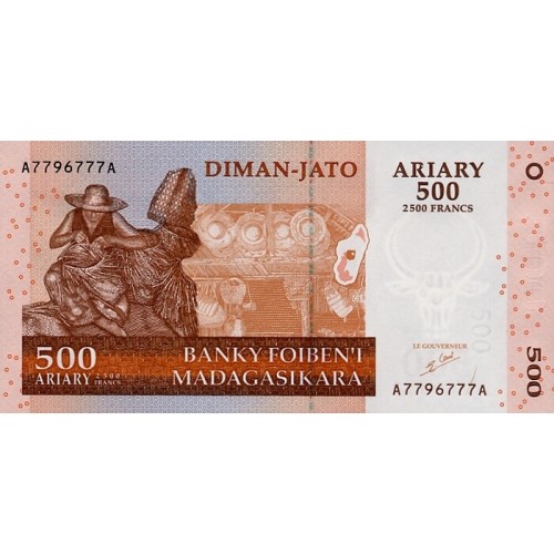 2004 - Madagascar pic 88 billete de 500 Ariary =2500 Francos 