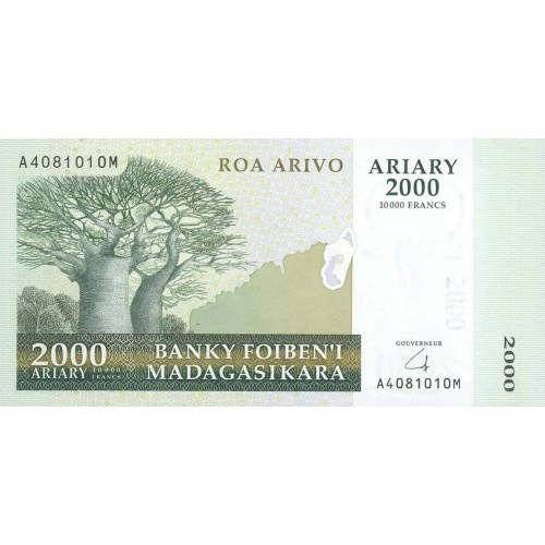 2007 -  Madagascar Pic 90a 2000 Ariary = Francs 10000 banknote