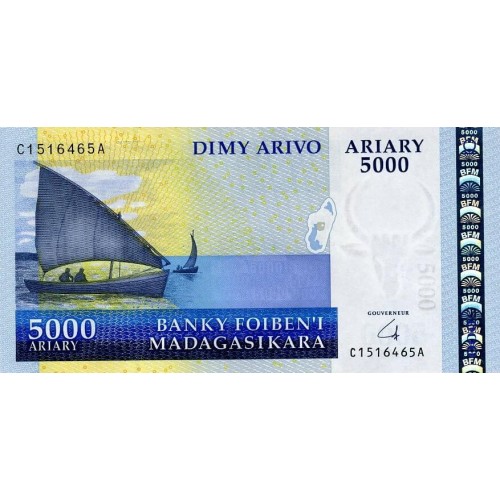 2009 - Madagascar PIC 91b billete de 5000 Ariary S/C
