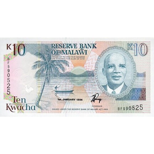 1994 - Malawi PIC 25c    10 Kwacha banknote