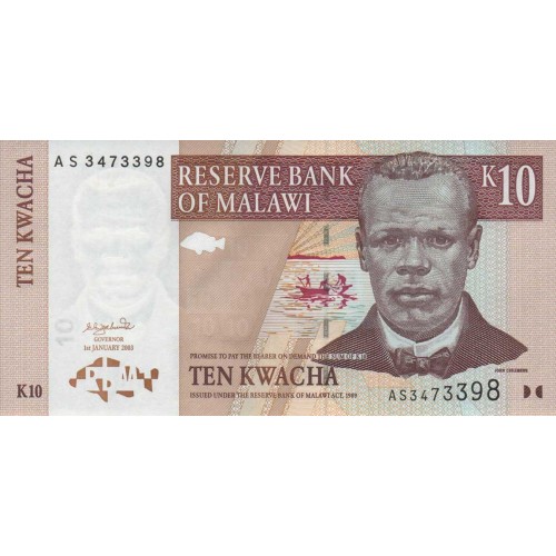 2003 - Malawi pic 43a  billete de 10 Kwacha