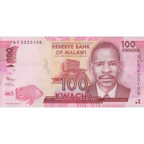 2012 - Malawi PIC 59a billete de 100 Kwacha S/C