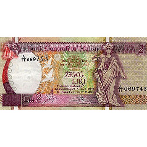 1989 - Malta  Pic 41              2 Pounds banknote