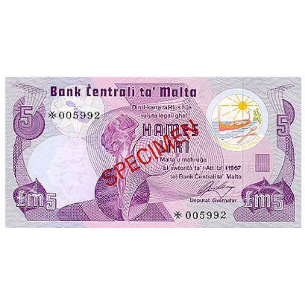 1979 - Malta  Pic CS1 35a                 5 Pound banknote