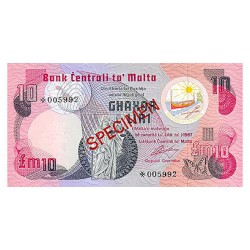 1979 - Malta  Pic CS1 36a               billete de 10 Libras