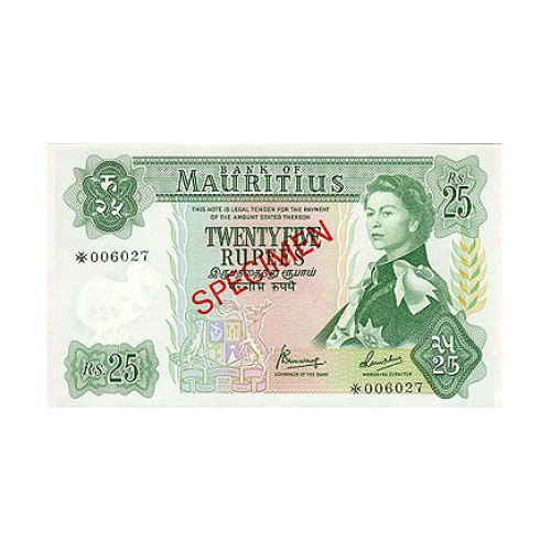 1973 - Mauritius Islands  Pic  31c  10 Rupias banknote 