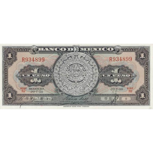 1959 - México P59f billete de  1 Peso