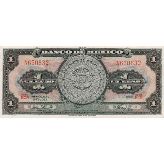 1970 - Mexico P59i 1 Peso banknote 1970 - Mexico P59i 1 Peso banknote