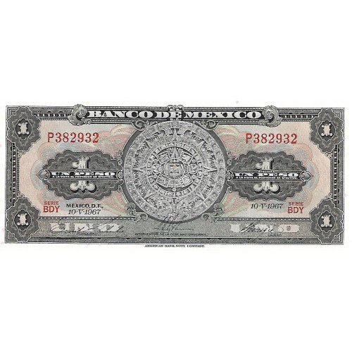 1967 - Mexico 1 Peso banknote PIC 59j UNC
