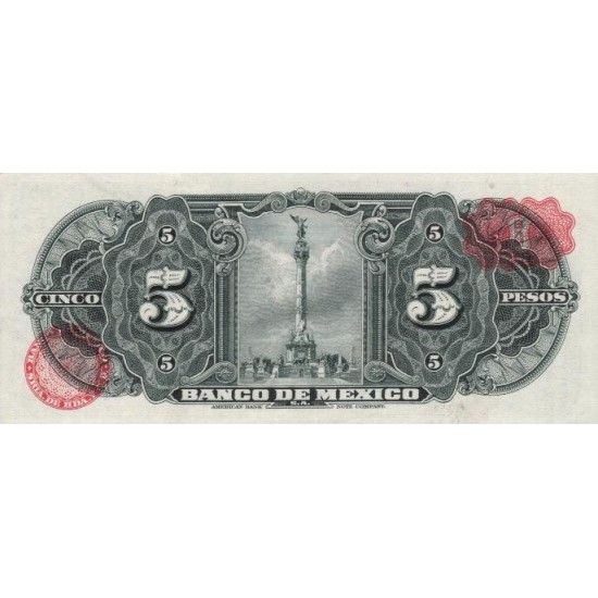 1969 - Mexico P60j 5 Pesos banknote 1969 - Mexico P60j 5 Pesos banknote