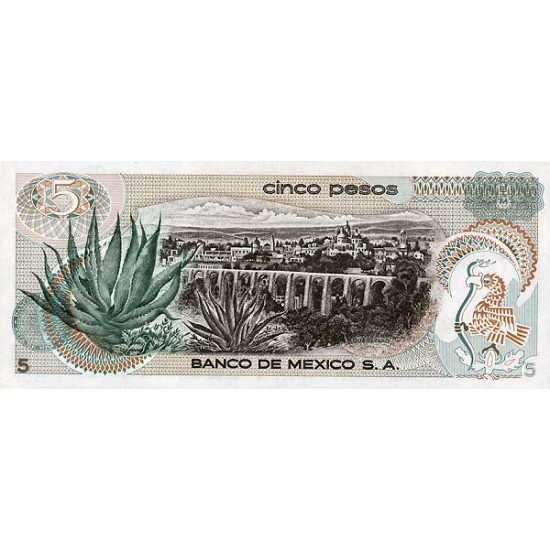 1971 - Mexico P62b 5 Pesos banknote 1971 - Mexico P62b 5 Pesos banknote