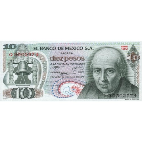1974 - México PIC 63g billete de 10 Pesos S/C