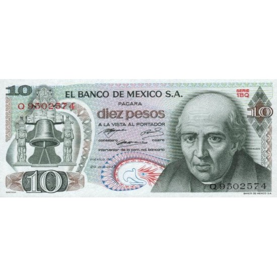 1972 - Mexico P63e 10 Pesos banknote 1972 - Mexico P63e 10 Pesos banknote