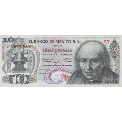 1973 - México PIC 63f billete de 10 Pesos S/C