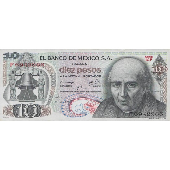 1973 - Mexico P63f 10 Pesos banknote 1973 - Mexico P63f 10 Pesos banknote