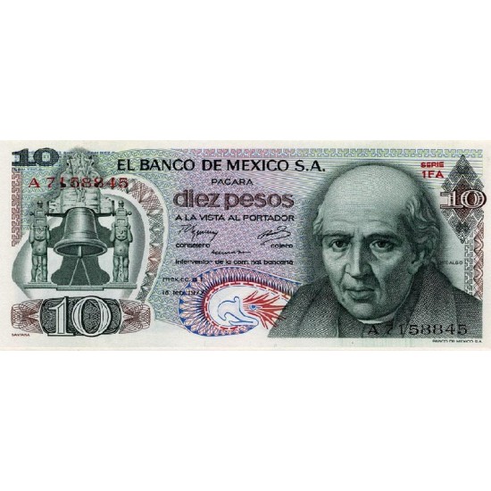 1977 - Mexico P63i 10 Pesos banknote 1977 - Mexico P63i 10 Pesos banknote