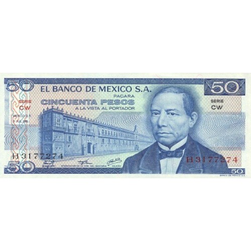 1976 - Mexico PIC 65b 50 Pesos banknote UNC
