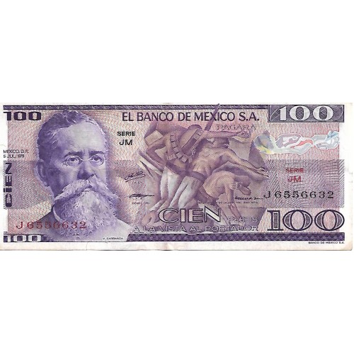 1978 - México PIC 66b billete de 100 Pesos MBC