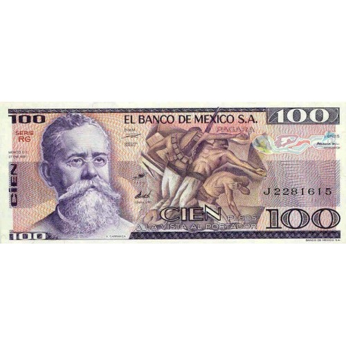 1981 - Mexico PIC 74a 100 Pesos banknote UNC
