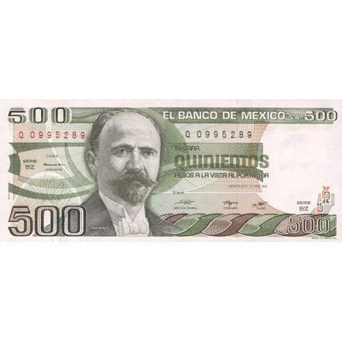 1981 - Mexico P75a 500 Pesos  banknote