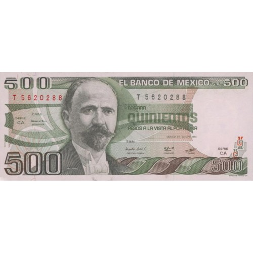 1982 - Mexico P75b 500 Pesos banknote