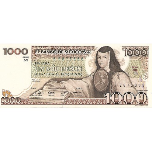 1981 - México PIC 76c billete de 1000 Pesos EBC