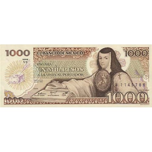 1985 - Mexico P85 1,000 Pesos banknote
