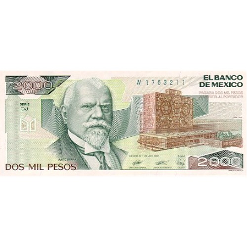 1989 - México P86c billete de 2.000 Pesos