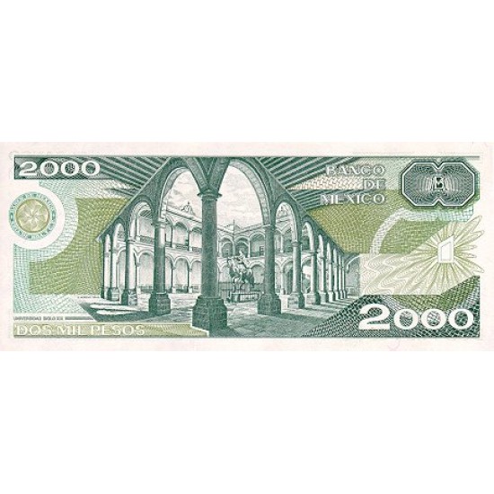 1989 - Mexico P86c 2,000 Pesos banknote 1989 - Mexico P86c 2,000 Pesos banknote