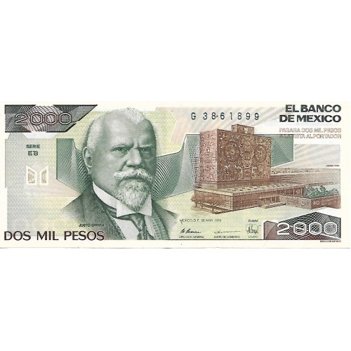 1989 - México PIC 86c billete de 2000 Pesos EBC