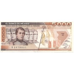 1987 - México PIC 88b billete de 5000 Pesos EBC 1987 - México PIC 88b billete de 5000 Pesos EBC