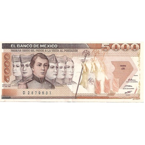 1987 - México PIC 88b billete de 5000 Pesos EBC