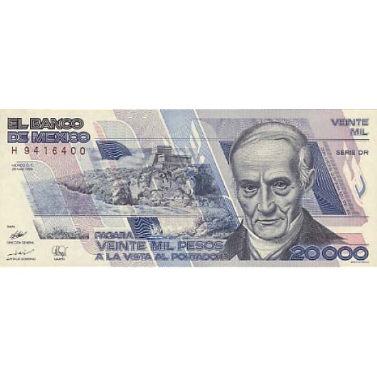 1989 - Mexico P92b 20,000 Pesos banknote 1989 - Mexico P92b 20,000 Pesos banknote
