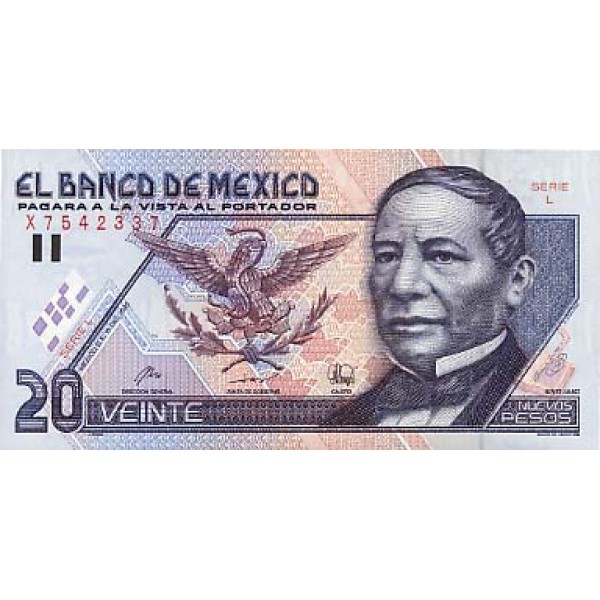 1992 - Mexico P100 20 Nuevos Pesos banknote