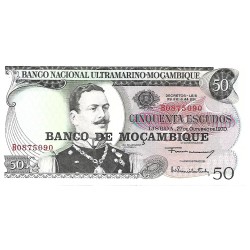 1970 - Mozambique 50 Escudos banknote PIC 111 UNC 1970 - Mozambique 50 Escudos banknote PIC 111 UNC