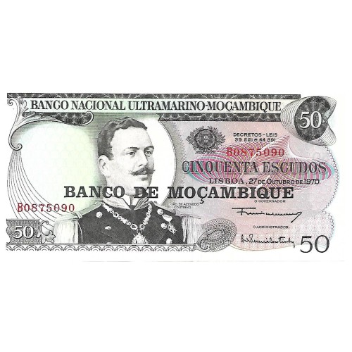 1970 - Mozambique 50 Escudos banknote PIC 111 UNC