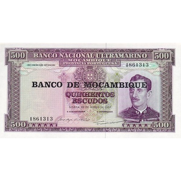 1976 - Mozambique PIC 118  500 Escudos banknote
