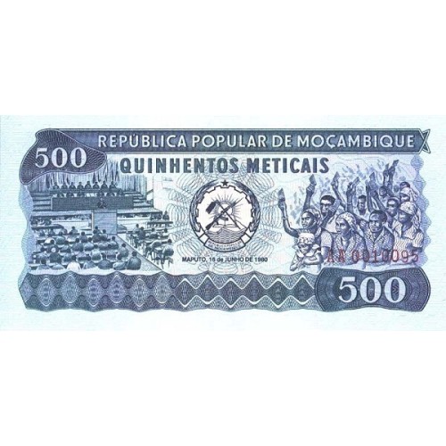 1980 - Mozambique pic 127 billete de 500 Meticais