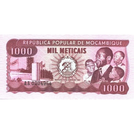 1980 - Mozambique PIC 128 1000 Meticais banknote 1980 - Mozambique PIC 128 1000 Meticais banknote