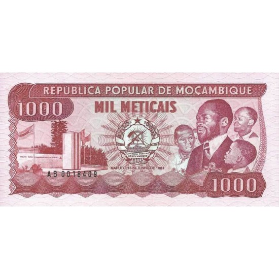 1983 - Mozambique PIC 132a 1000 Meticai banknote 1983 - Mozambique PIC 132a 1000 Meticai banknote