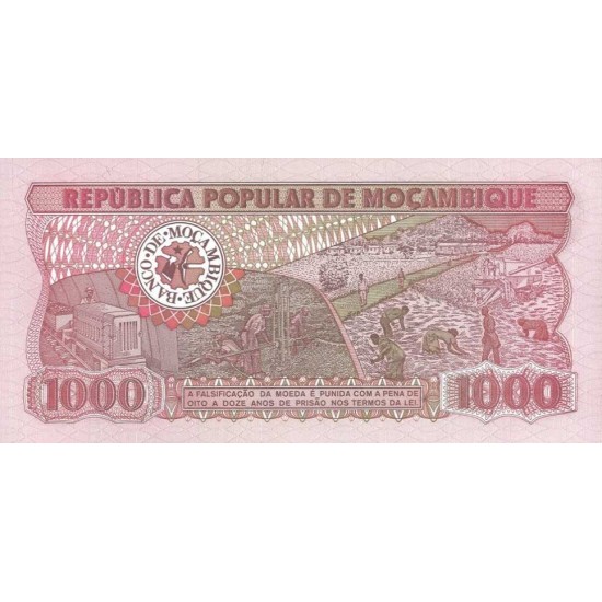 1983 - Mozambique PIC 132a 1000 Meticai banknote 1983 - Mozambique PIC 132a 1000 Meticai banknote