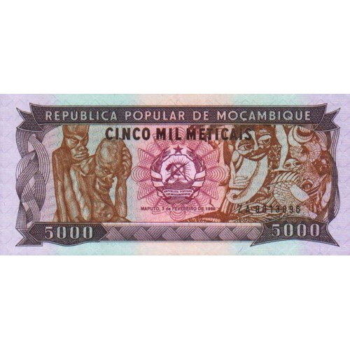 1988 - Mozambique PIC 133a 5000 Meticais banknote UNC
