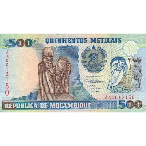 1991 - Mozambique pic 134 billete de 500 Meticais