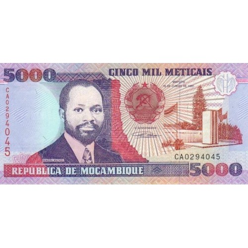 1991 - Mozambique PIC 136 billete de 5000 Meticais S/C 1991 - Mozambique PIC 136 billete de 5000 Meticais S/C
