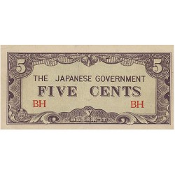 1942 - Myanmar Burma PIC 10a billete de 5 Centavos