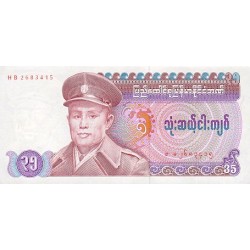 1986 - Myanmar Burma PIC 63 billete de 35 Kyats