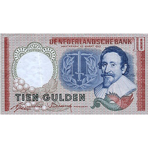 1953 -  Netherlands   Pic  85        10 Gulden  banknote