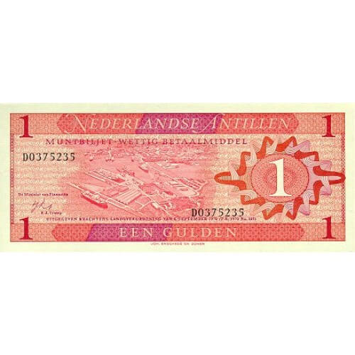 1970 - Antillas Holandesas P20a billete de 1 Gulden