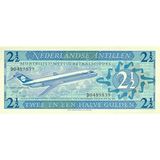 1970 - Netherlands Antilles P21a 2.5 Gulden banknote 1970 - Netherlands Antilles P21a 2.5 Gulden banknote